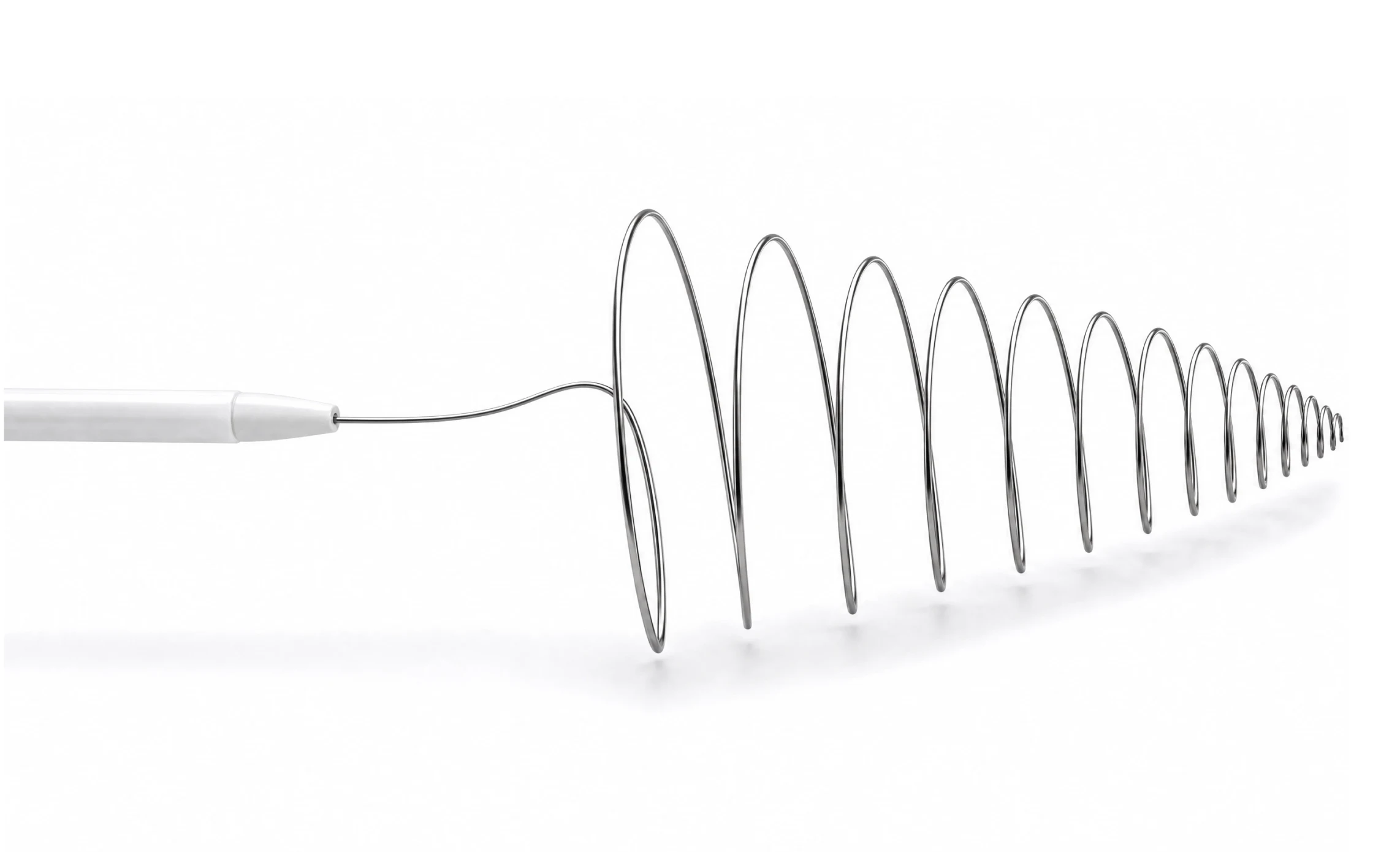 The AngioShield filter — a tethered coil on its delivery wire, designed for simple retrieval